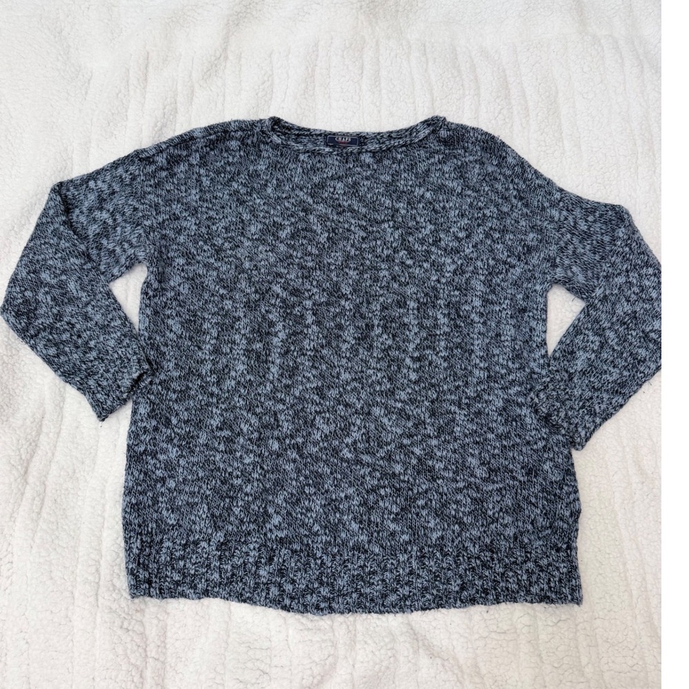 Plus size Chaps Denim Sweater Relaxed 2X Blue Marl Metallic Knit Pullover